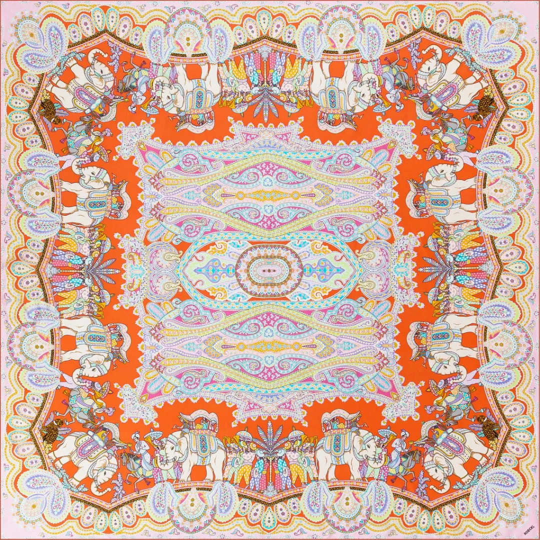 ROECKL Elephant Parade Silk 140x140 - multi flamingo (orange) Online