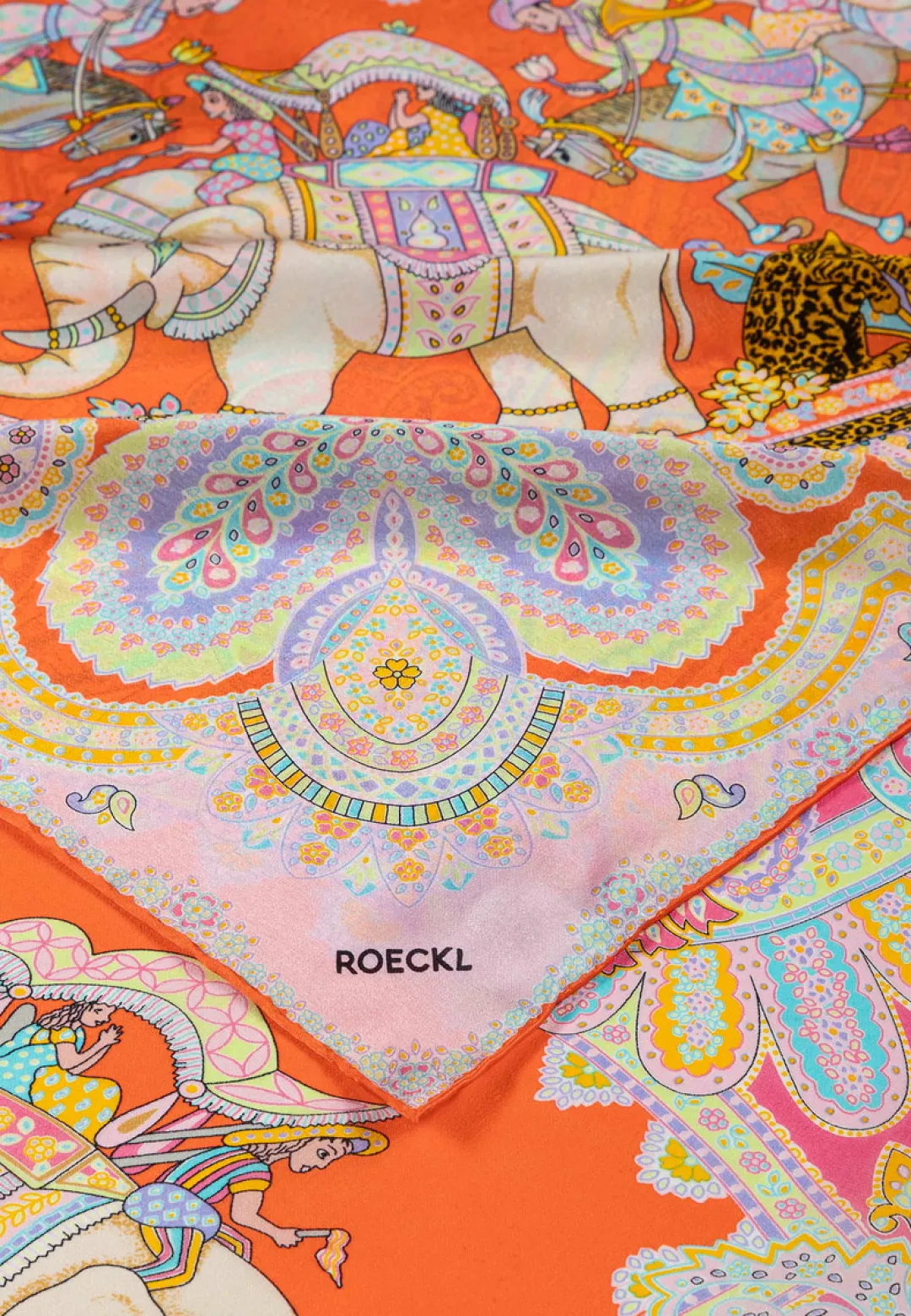 ROECKL Elephant Parade Silk 140x140 - multi flamingo (orange) Online